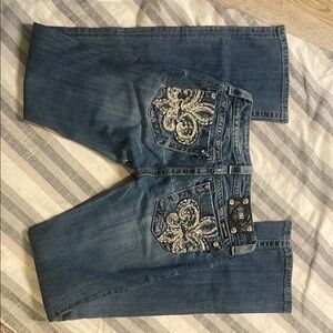 Women's Blue Embellished Jeans